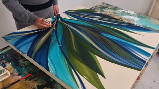 Different🩵!! More Detail & Leaves - Abstract Botanical Painting with Textured Gold by Rinske Douna 61,419 views 7 months ago 11 minutes, 12 seconds