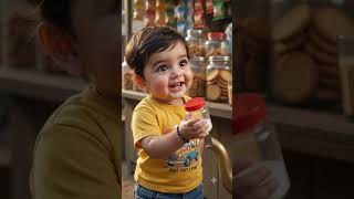 मासूम बच्चे की शरारत देखकर हंसी नहीं रुकेगी! 😂Cute Baby Funny Moments #shorts #ai #trending #viral