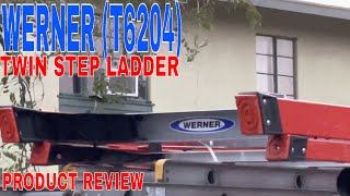 ✅  Werner (T6204) Twin Step Ladder, Fiberglass, Orange, 4' Length, 19.92" Width, 9" Height (1) 🔴