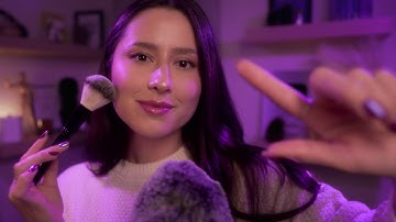 ASMR Cozy Sleep 😴🌧️ Face Brushing, Fluffy Mic Brain Massage, Rain, Hand Movements & Gentle Triggers