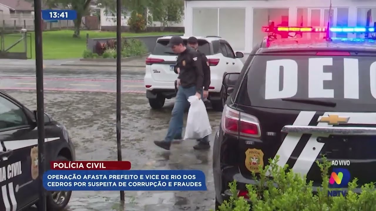 Operação afasta prefeito e vice de rio dos cedros por suspeita de corrupção e fraudes