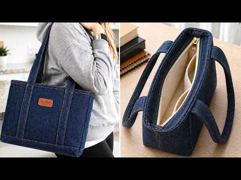 🧵Make A Zipper Handbag from Old Jeans — Easy and No Pattern Needed!