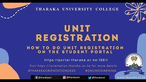 How to do Unit Registration on the Student Portal