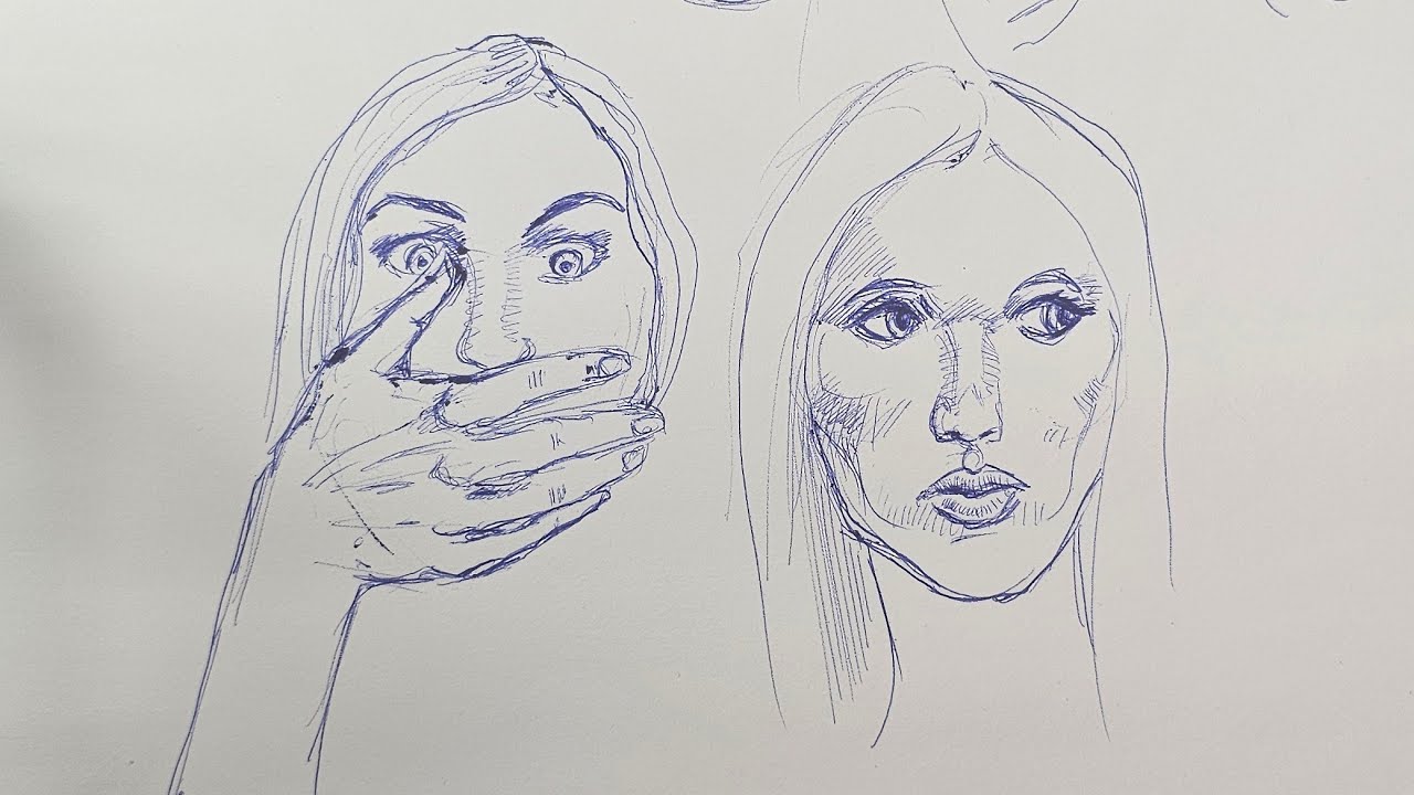 Sketching faces and heads using a ballpoint pen - YouTube