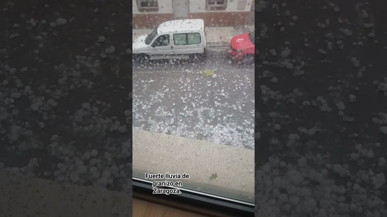Fuerte lluvia de Granizo en Zaragoza. #españa #granizozaragoza #tormenta #zaragoza