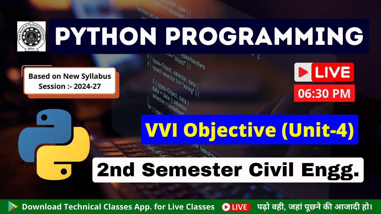 Python Programming(VVI Objective) || Unit-4 || 2nd Semester Civil ...