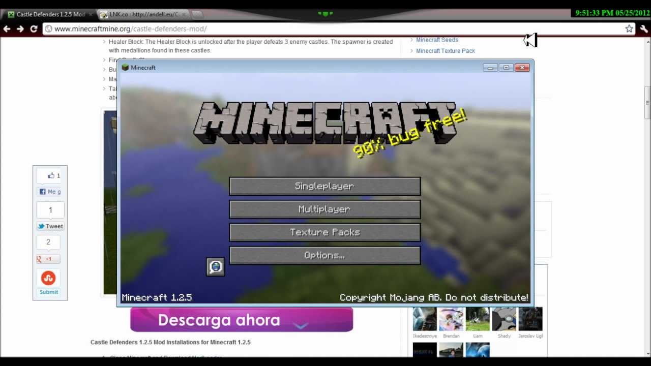 MINECRAFT: COMO INSTALAR CASTLE DEFENDER MOD - YouTube