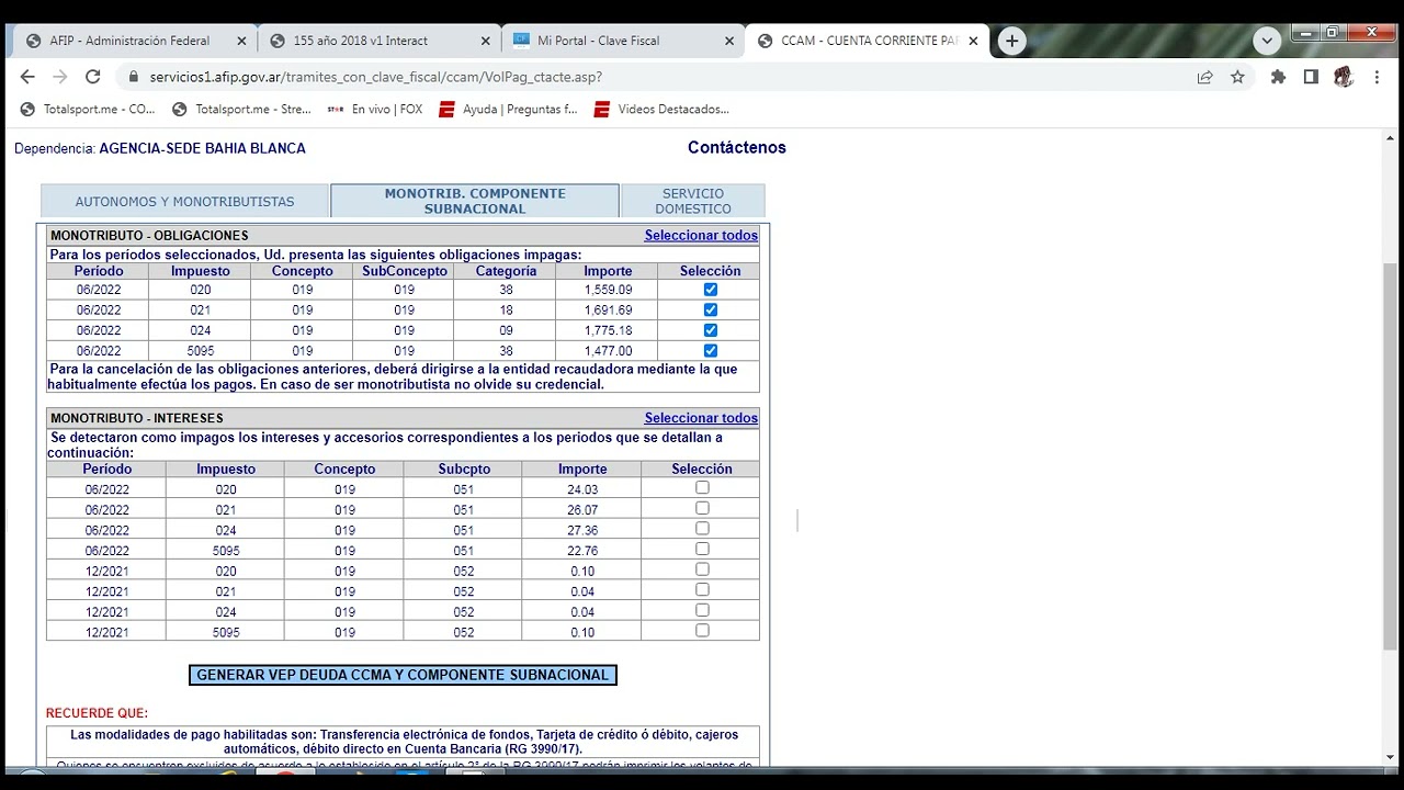 Cómo pagar solo una parte de la obligación mensual de Monotributo?