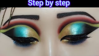 peacock eye makeup kaise kare 🦚 step by step eye makeup kaise kare!! Beginners ke liye eye makeup!!