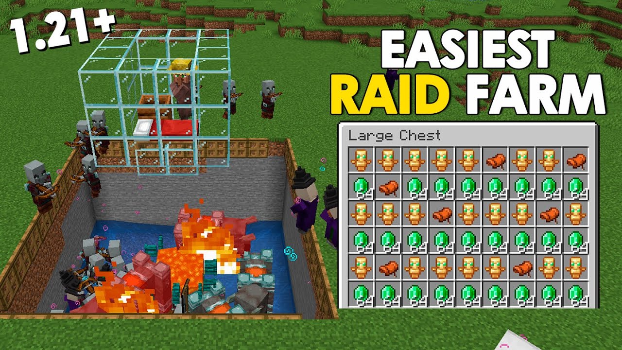Minecraft EASY Raid Farm in Bedrock 1.21 - 10,000 Items Per Hour - YouTube