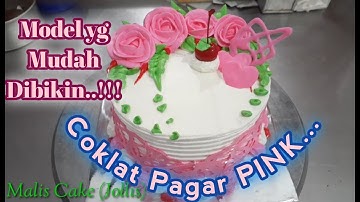 Thumbnail of Cara Menghias kue ULTAH COKELAT PAGAR PINK | Black forest cake mudah dan sederhana