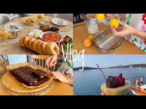 40| Brownie 🍫, Limonata 🍋, Kahvaltı Masası, Mozaik kek, Dikili’de tekne turu
