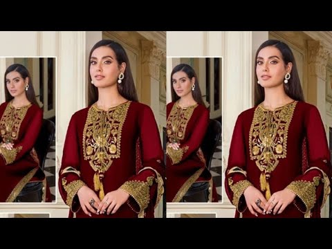 Asim Jofa collection velvet Maroon Embroidered SC 1020