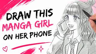 How to Draw a Kawaii Manga Girl Talking on the Phone