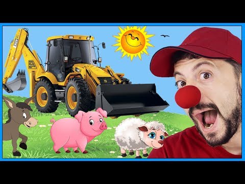 Construction vehicles Excavator, Tractor & Loader help Farm Animals