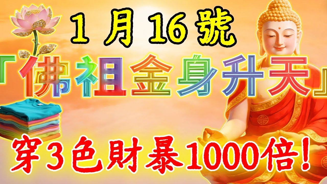 “喜事駕到，見者接福”！1 月 16 號，「佛祖金身升天」，“寶光天赦日”！起床後穿對3色，佛祖保妳正財橫財大爆發，財運暴漲1000倍！