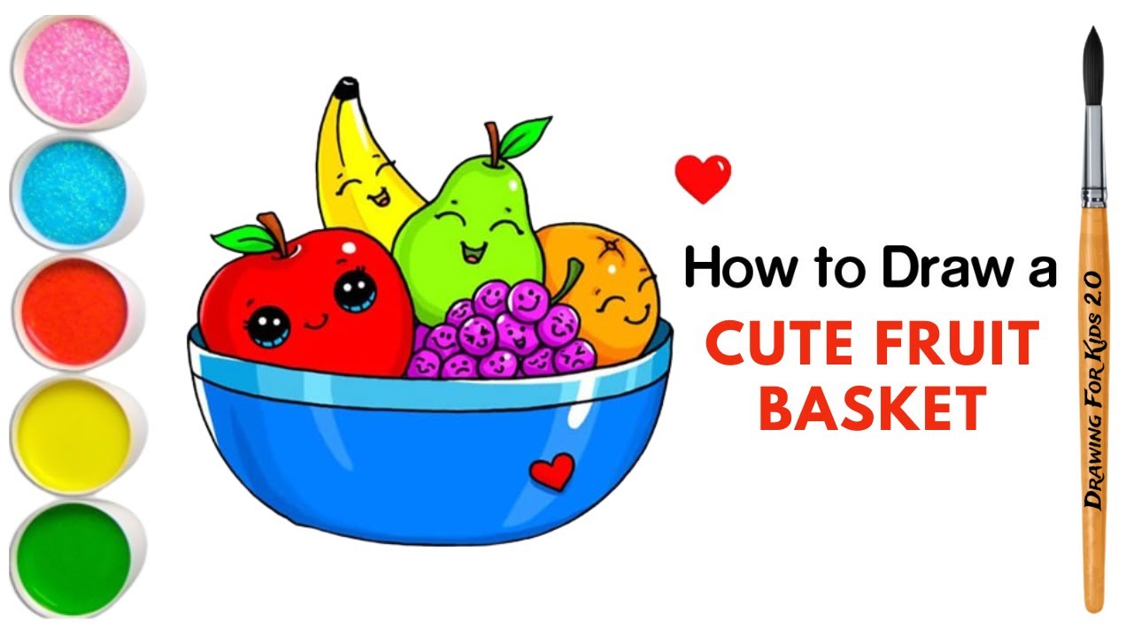 fruit basket drawing, fruit basket drawing easy, how to draw fruit