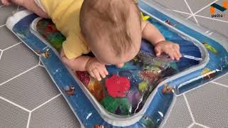 pelton Tummy time Baby Water Play mat for  Kids, Waterproof Crawling Inflatable mats with Toys