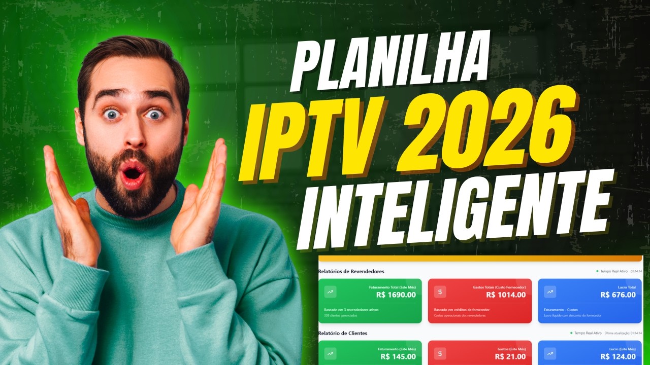 IPTV 2026: Planilha Profissional com Avisos de Vencimento e Dashboard Inteligente