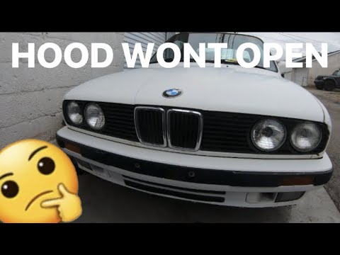 BMW E30 Hood won't open .. how to ? - YouTube