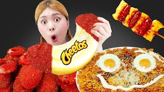 MUKBANG! Corn cheese fire noodles Cheetos FRIED CHICKEN by HIU 하이유