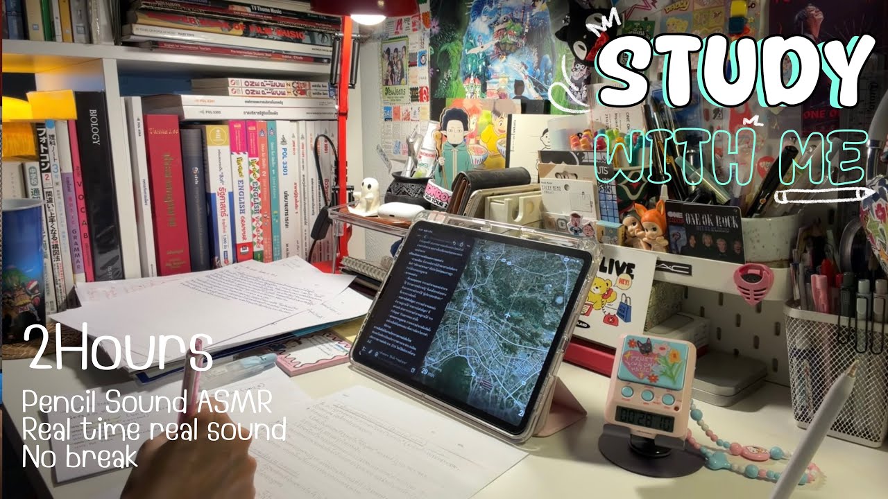 STUDY WITH ME 2hours | no music | ASMR | Political Science student 