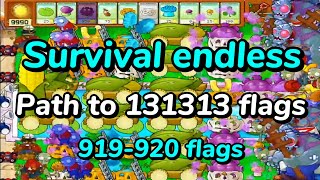 Plants vs Zombies. Survival Endless. Path to 131313 Flags | 919-920 Flags