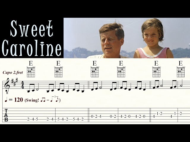 SWEET CAROLINE | NEIL DIAMOND | Guitar Tutorial | Sheet music u0026 TAB | PDF class=