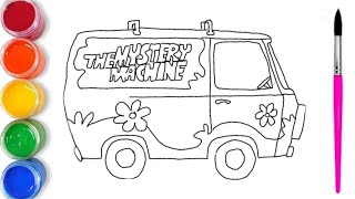 How to Draw and Color the Scooby Doo Mystery Machine | Drawings for Children | Learn Colors
