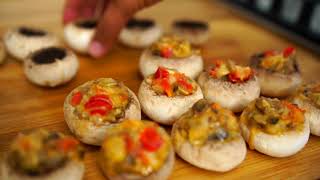Михаил Vegan рецепты | Шампиньоны фаршированные овощами Михаил Vegan рецепты | Шампиньоны фаршированные овощами