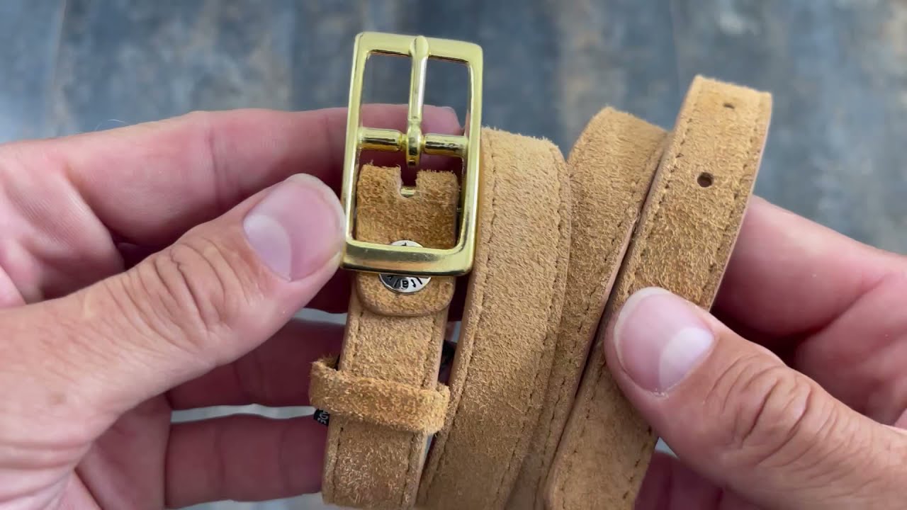 Belt With Brass Buckle In Camel Suede Leather CASU20BRAS | Capo Pelle