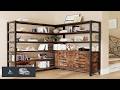 Wildhome 6 Shelf Corner Bookshelf Vintage Industrial Corner Shelf Etagere Bookcase Large