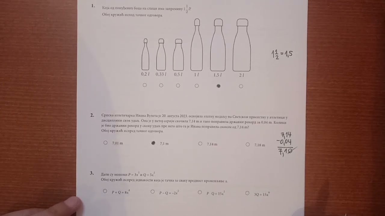 Završni test sa male mature iz matematike 2024