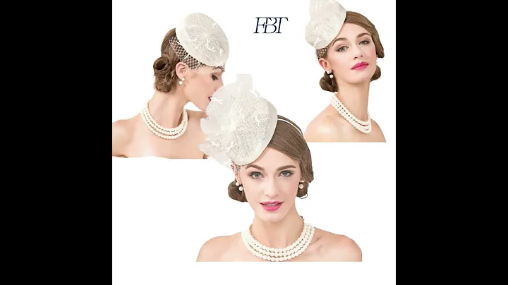 Beige White Formal British Cocktail Fedora Feather Fascinator Hat