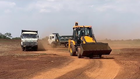 Jcb 3dx Backhoe Loading Mud In Tata 2518 And Tata Truck And Tipper | Jcb Pond Making In Village