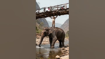 Elephants and monkeys work together to support bridges to save people.#rescue #elephant #monkey