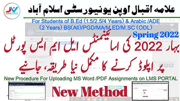 AIOU New Method/Procedure For Uploading Spring 2022 Assignments on LMS PORTAL/Bed /BS/MA/Med/ADE/BBA