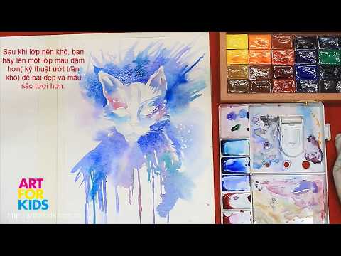 ✅ Dạy vẽ Mèo bằng màu nước cho bé | How to draw Cool Cat by watercolor for Kid.