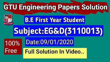 GTU EGD-3110013 Paper Solution |Engineering and Graphics Design| Gtu paper Solution