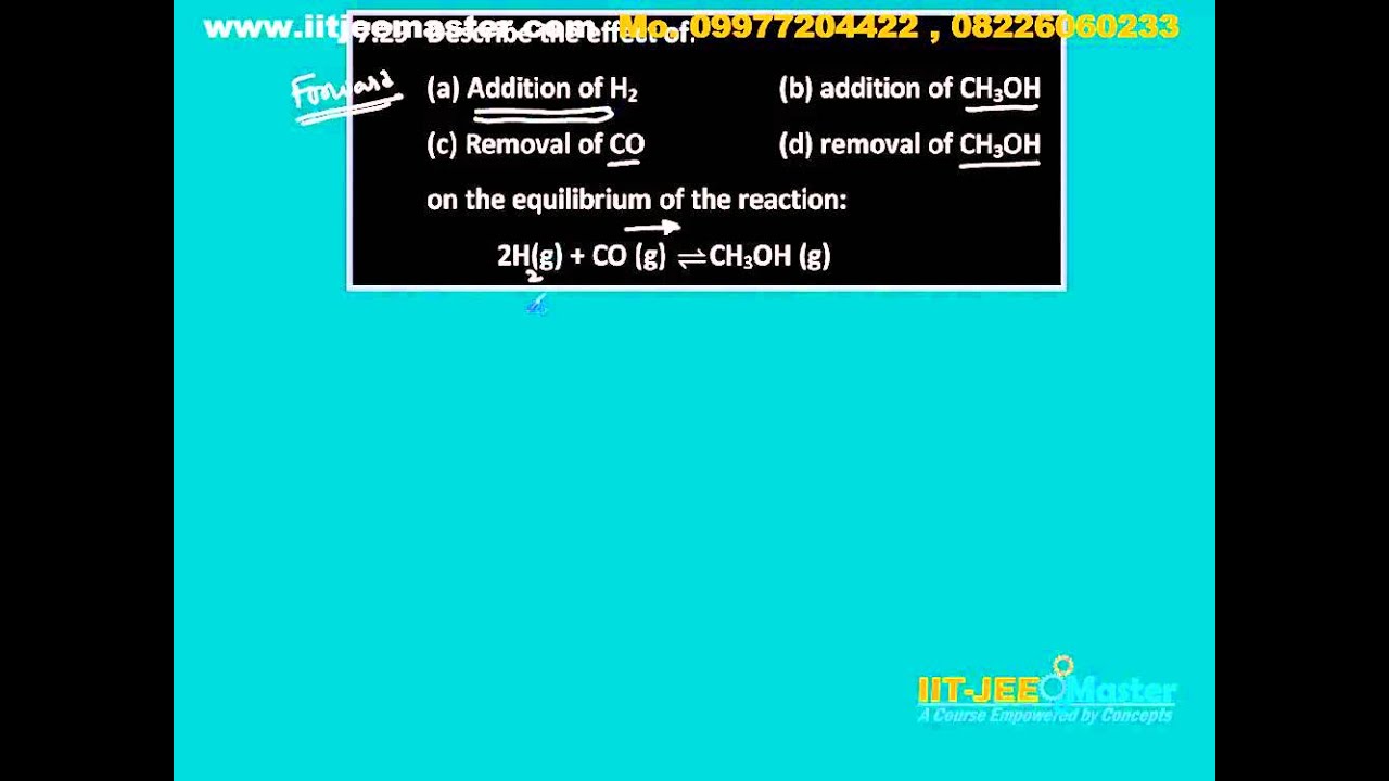 Equilibrium | Class 11th | Chemistry NCERT video solution | Exercise 7.29 11th hour