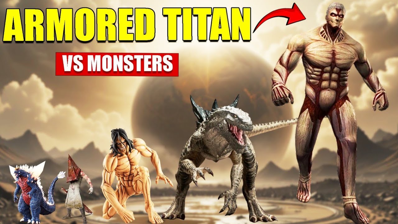 Armored titan vs Giant Monsters | 3D Monster Size Comparison 2025