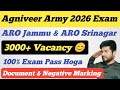 ARO Jammu &amp; ARO Srinagar 3000+ Vacancy 😊 ll 100% Exam Pass ll Documents &amp; Negative Marking 👍
