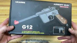 Budget Airsoft- UKarms Metal Broomhandle Spring Pistol