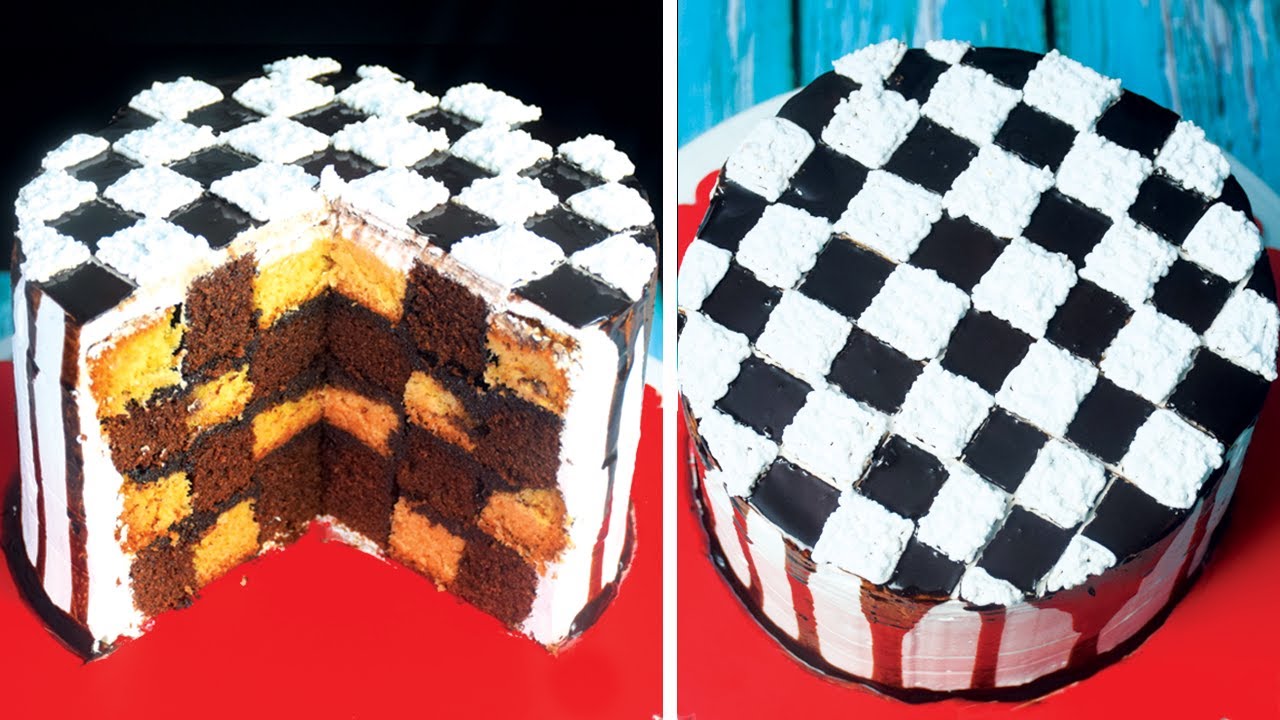 Chess Board Cake with Pieces