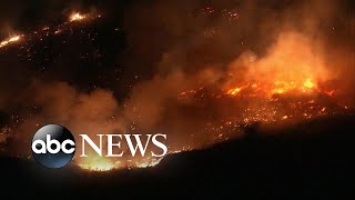 Abc news’ matt gutman reports from simi valley, california, where
firefighters are working to defend the ronald reagan presidential
library against flame...