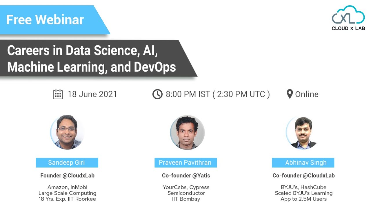 Free Webinar on Careers in Data Science, AI, Machine Learning, and DevOps in 2021 | CloudxLab