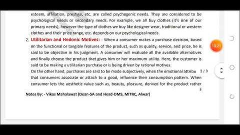 CBMR,Unit 3,Consumer Motivation Vikas Mahalawat