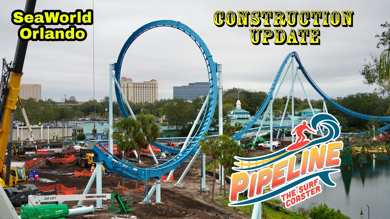 SeaWorld Orlando Pipeline The Surf Coaster Construction Update 11.22.22