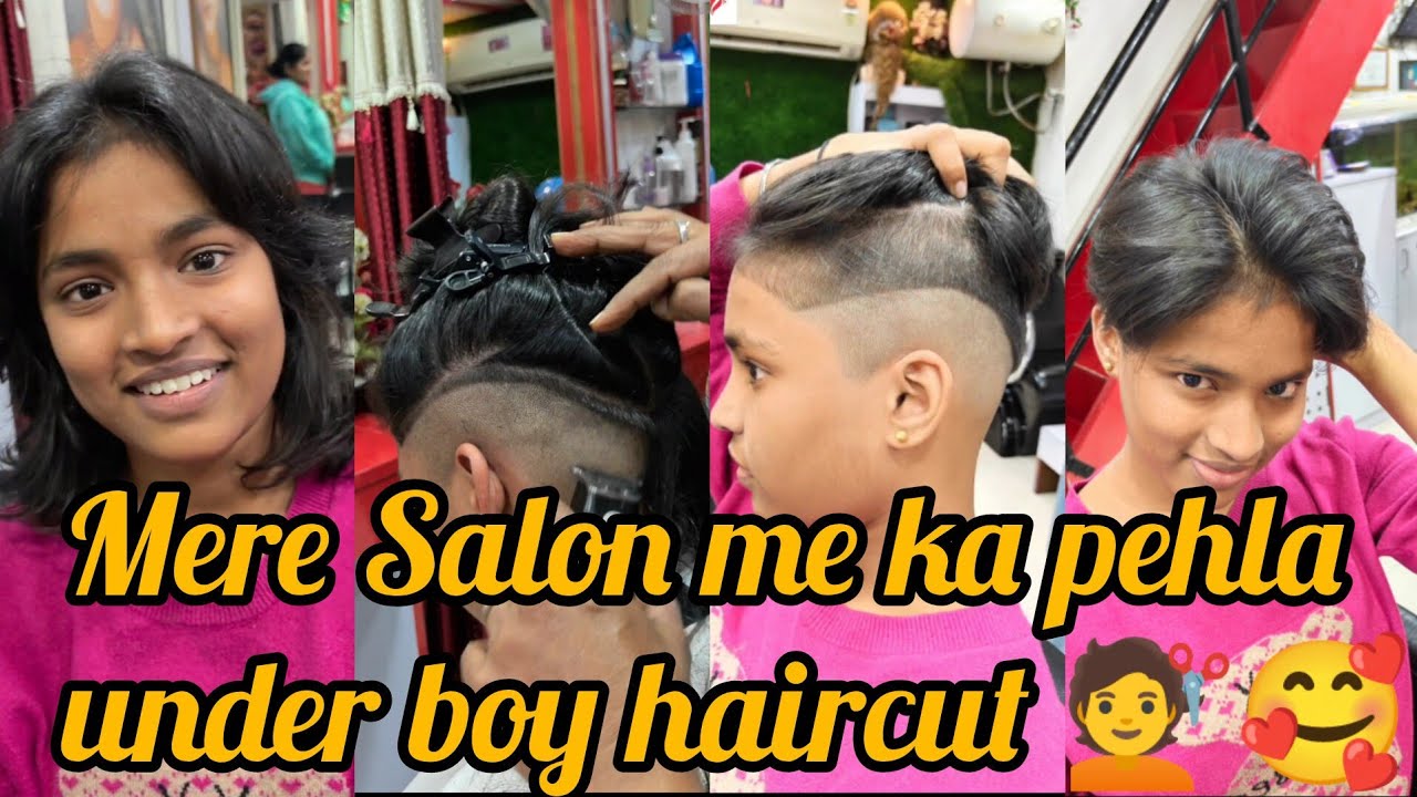 Mere Salon me ka pehla under boy haircut 🥰😍 | short hairstyle for a college girl | girls boy haircut