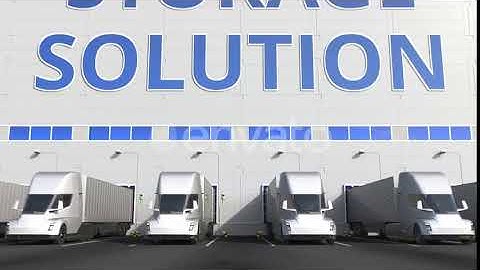 Trailer Trucks at Warehouse Dock with STORAGE SOLUTION Text | Motion Graphics - Envato elements